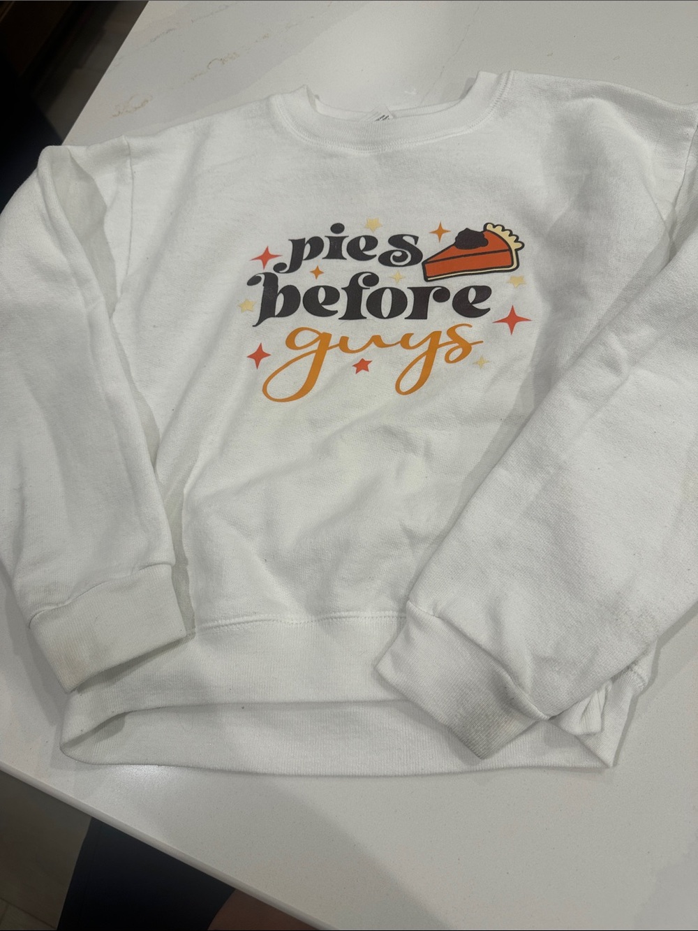 Pies before guys white sweatshirt girls size 6-8